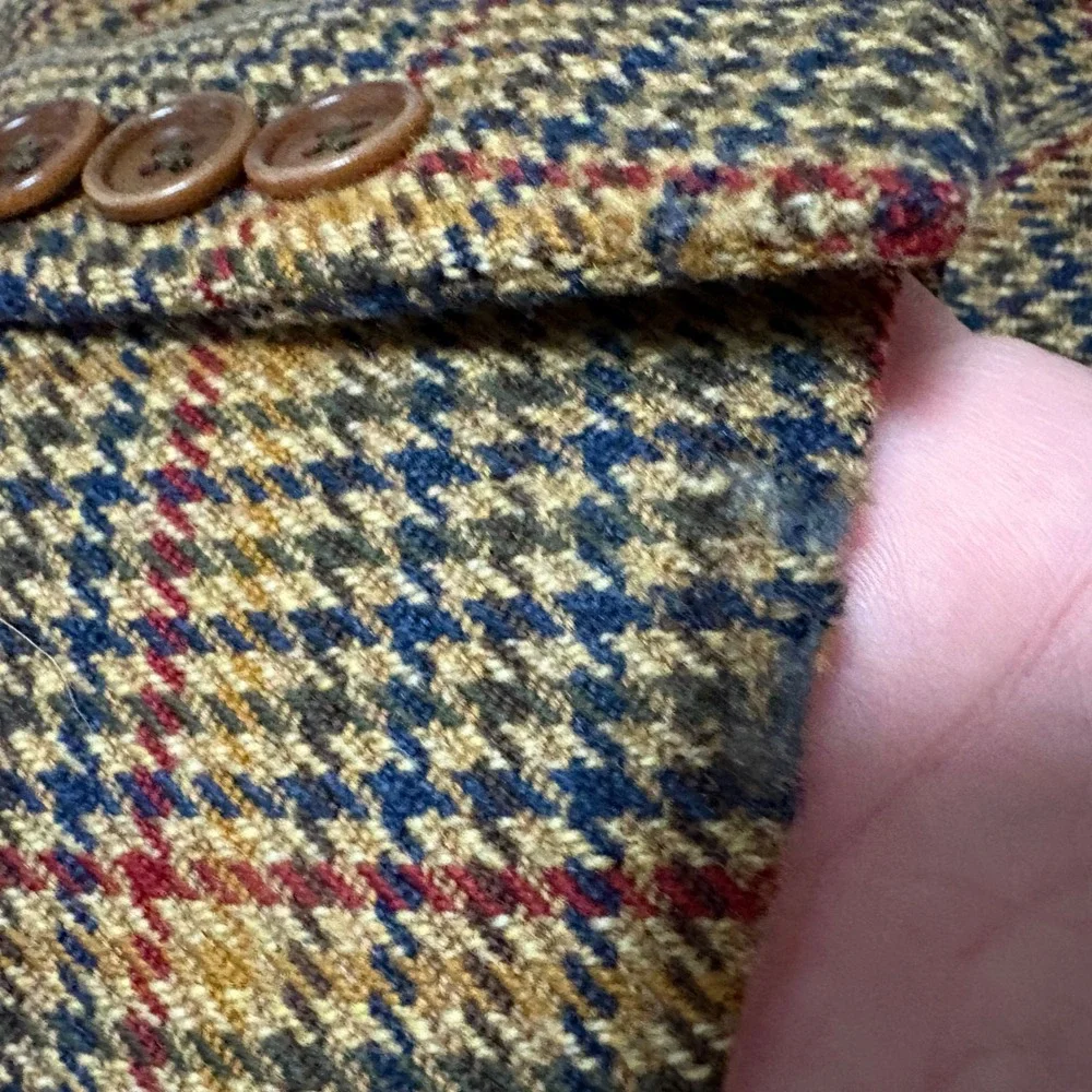 Brooks Brothers Mens 41R Wool Cashmere Blazer Tan Plaid Tweed Sport Coat Italy
